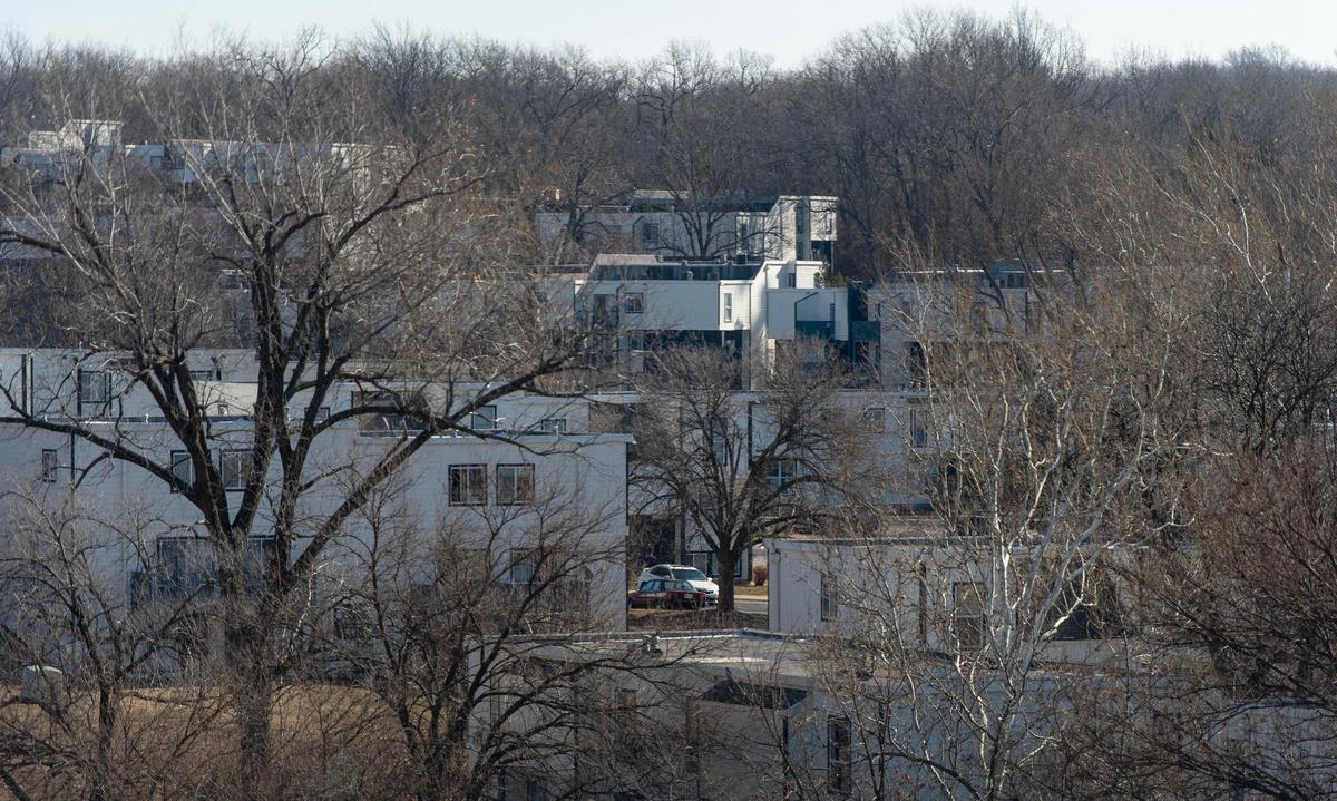 Stonegate Apartments are seen from Pittman Road on Jan. 13 in Kansas City. The complex is about two miles east of Arrowhead Stadium.