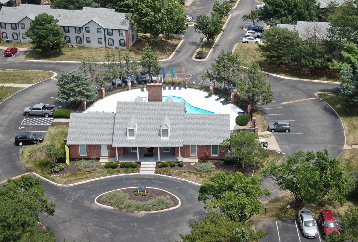The parking lot and clubhouse at Lenexa Crossing Apartment Homes, in the 12400 block of West 97th Terrace — near the site where Jose Enrique Cartagena Chacon was fatally shot by Lenexa police on June 22. 