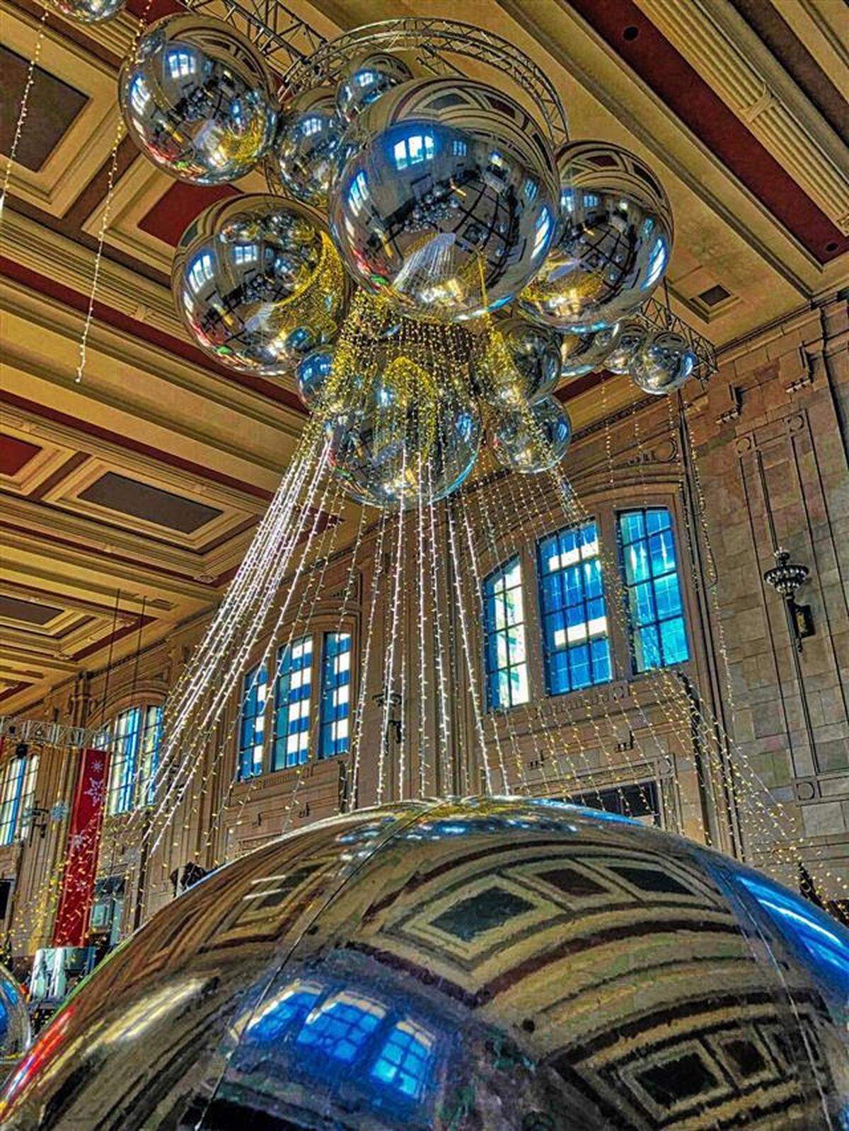 The new Holiday Reflections walk-thru village will fill Union Staton’s massive Grand Plaza.