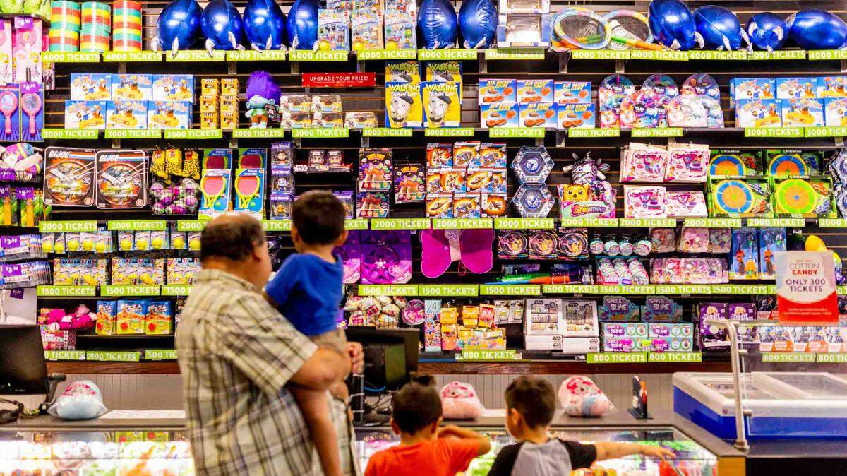 The prize wall at a Chuck E. Cheese in Texas. The chain has opened a new Kansas City location at 8809 State Line Road.