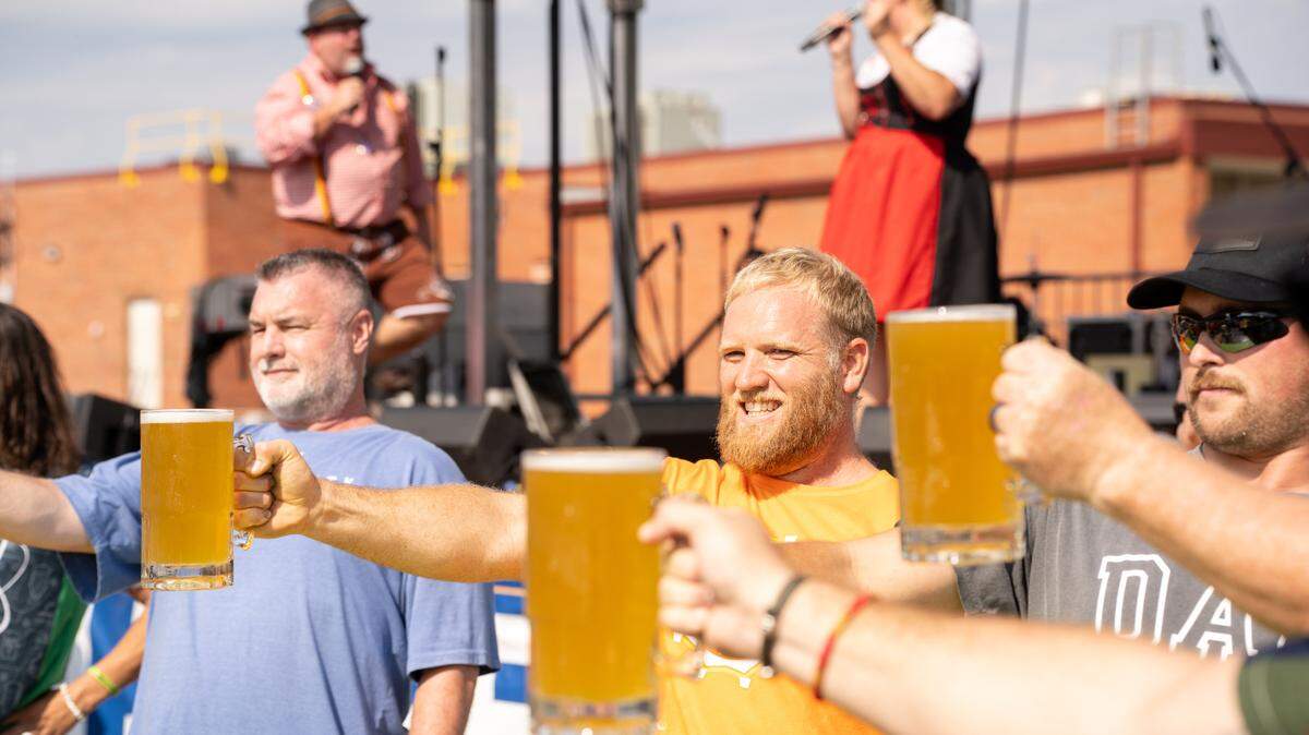 It wouldn’t be Oktoberfest without the stein hoisting contest. The festival is expected to draw more than 120,000 people to the downtown area this weekend.