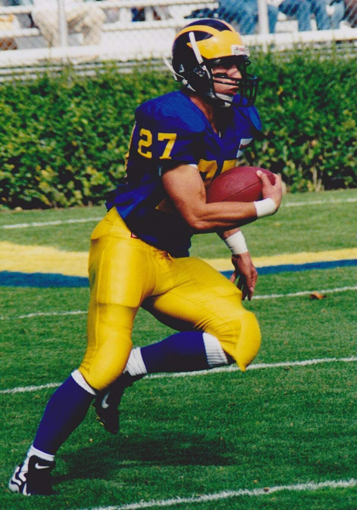 Brett Veach played running back, wide receiver and kick returner on the University of Delaware football team from 1997-2000.