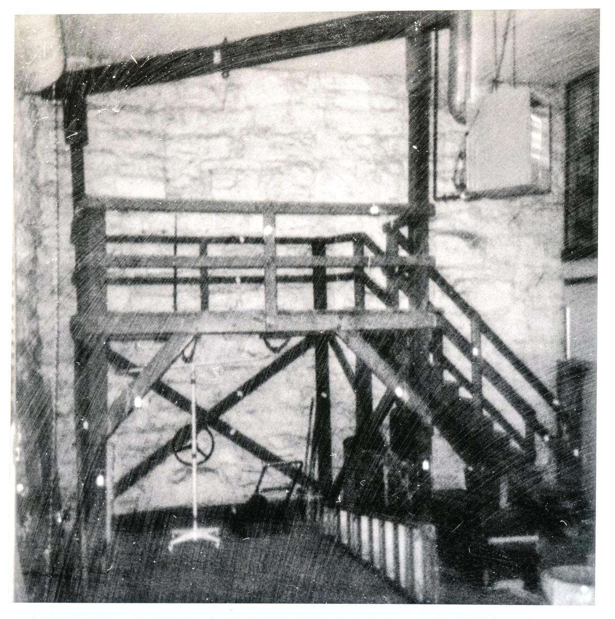 A copy of a photo of the gallows at the historic, Kansas State Penitentiary, also called the Lansing Correctional Facility, which closed in 2020. The gallows have been disassembled and removed from the facility.