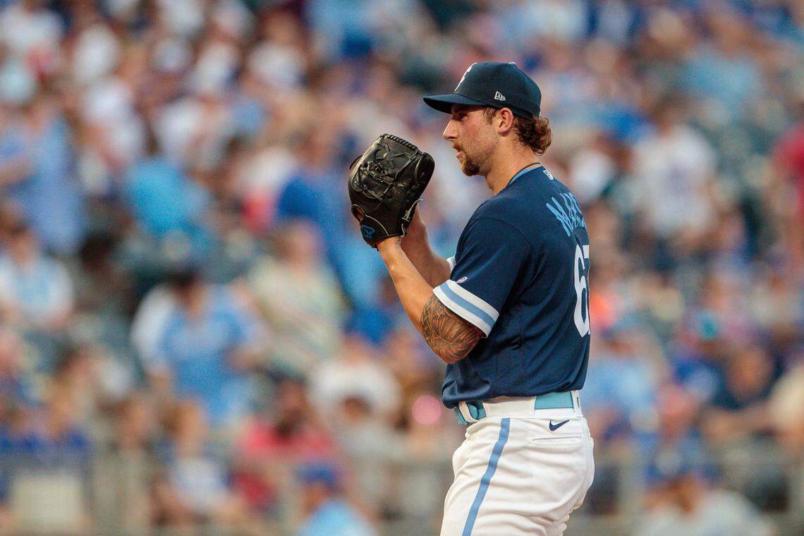 Royals pitcher Alec Marsh got the Friday evening start against the Los Angeles Dodgers at Kauffman Stadium.