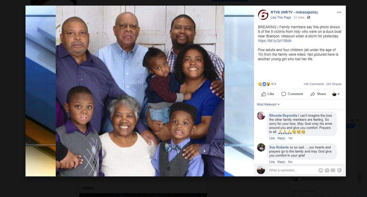 The Coleman family from Indiana: Angela Coleman, 45; Arya Coleman, 1 (not pictured); Belinda Coleman, 69; Ervin Coleman, 76; Evan Coleman, 7; Glenn Coleman, 40; Horace Coleman, 70; Maxwell Coleman, 2; and Reece Coleman, 9.