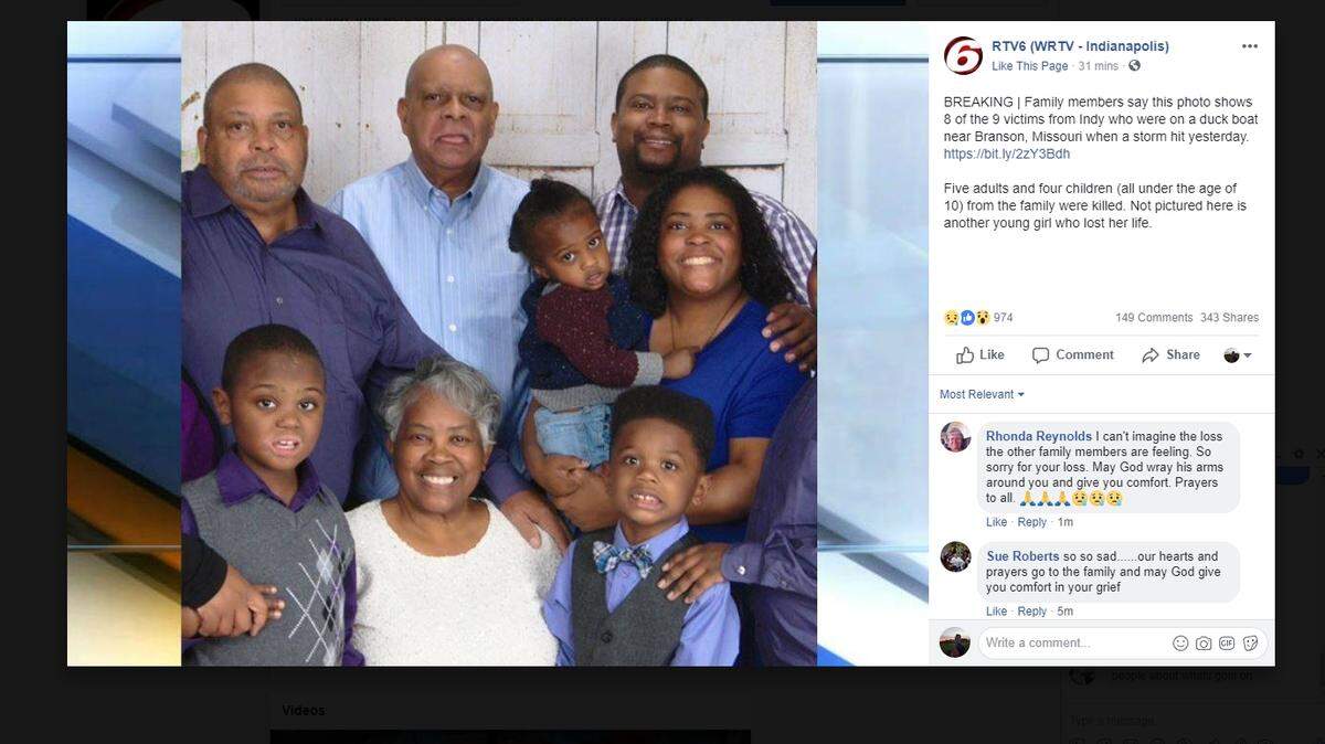 The Coleman family from Indiana: Angela Coleman, 45; Arya Coleman, 1 (not pictured); Belinda Coleman, 69; Ervin Coleman, 76; Evan Coleman, 7; Glenn Coleman, 40; Horace Coleman, 70; Maxwell Coleman, 2; and Reece Coleman, 9.