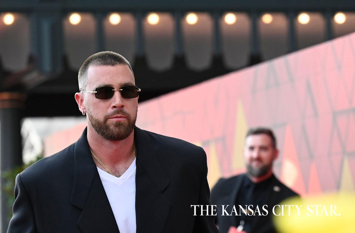Kansas City Chiefs tight end Travis Kelce walked the red carpet at Union Station for the Super Bowl LVII championship ring ceremony on Thursday, June 15, 2023, in Kansas City.