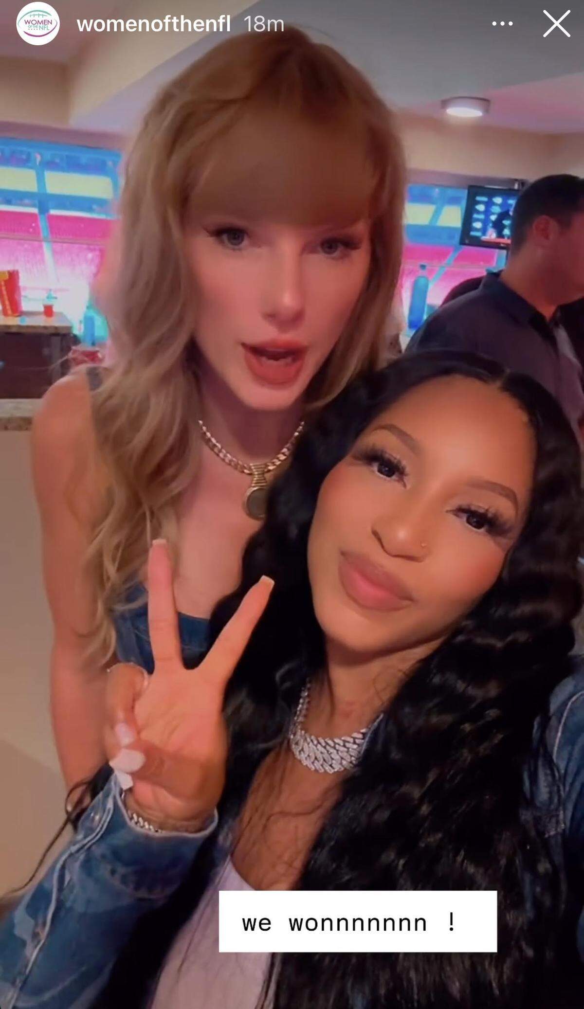 Chariah Gordon with Taylor Swift at a Chiefs game.