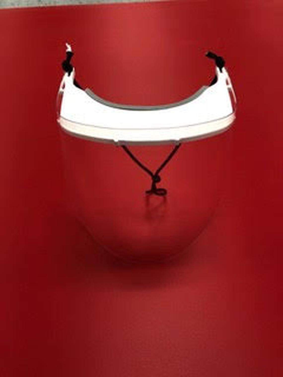 A sample of the face shields made by Largeprinting.com, a digital design company based in Kansas City.