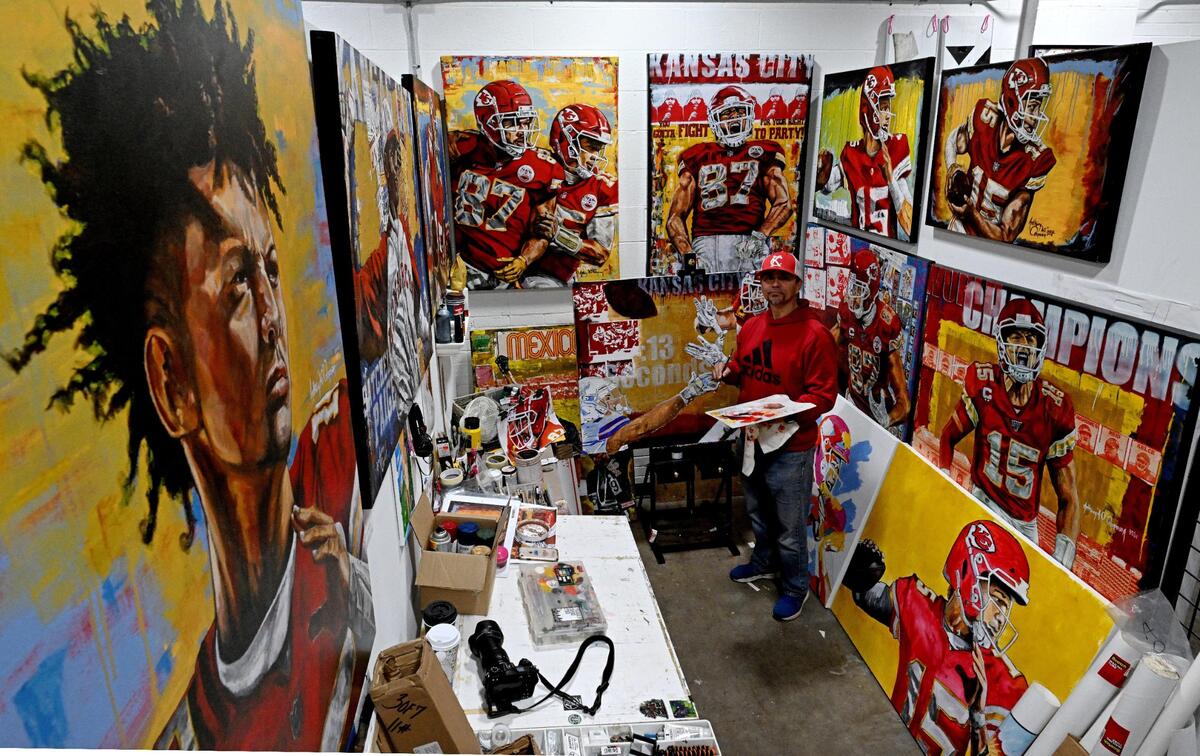 Anthony Oropeza creates his works from a tiny studio in Overland Park.