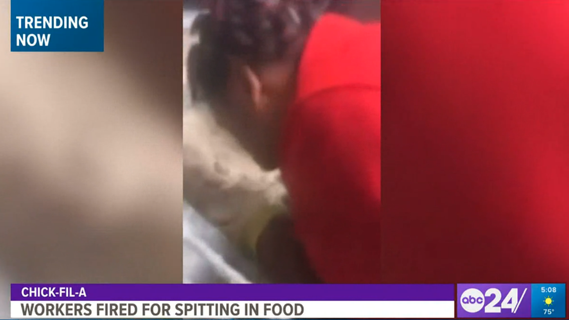 Video appears to show a Chick-fil-A worker in West Memphis, Arkansas, spit in chicken batter.