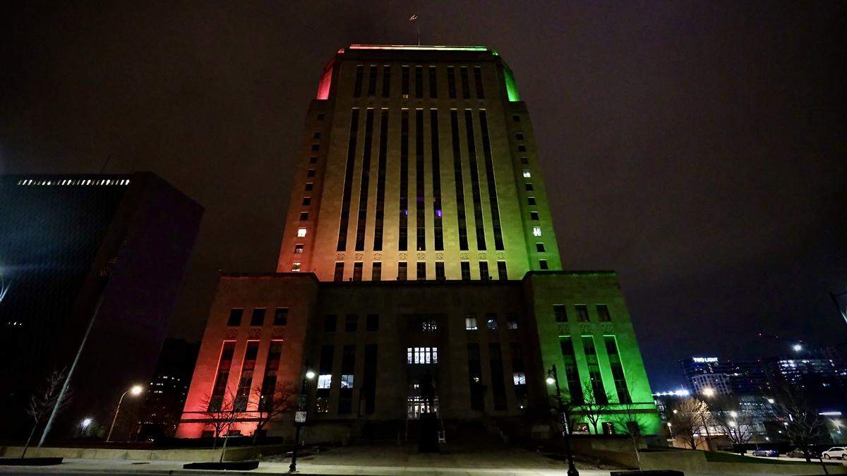The Jackson County Courthouse was lit up in rainbow colors beginning Sunday night in support of ban on conversion therapy for minors. County Executive Frank White Jr. announced the rainbow lighting will continue until the ban passes and it is signed into law.
