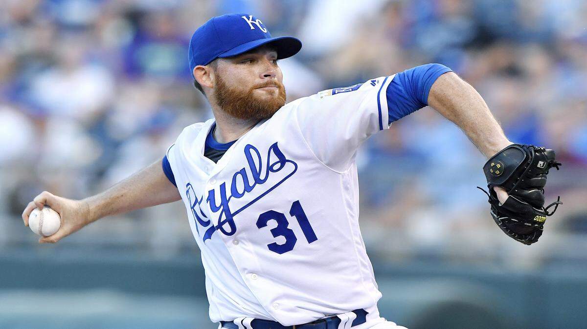 Kansas City Royals starting pitcher Ian Kennedy throws in the first inning during Wednesday's baseball game against the Chicago White Sox on August 10, 2016 at Kauffman Stadium in Kansas City.