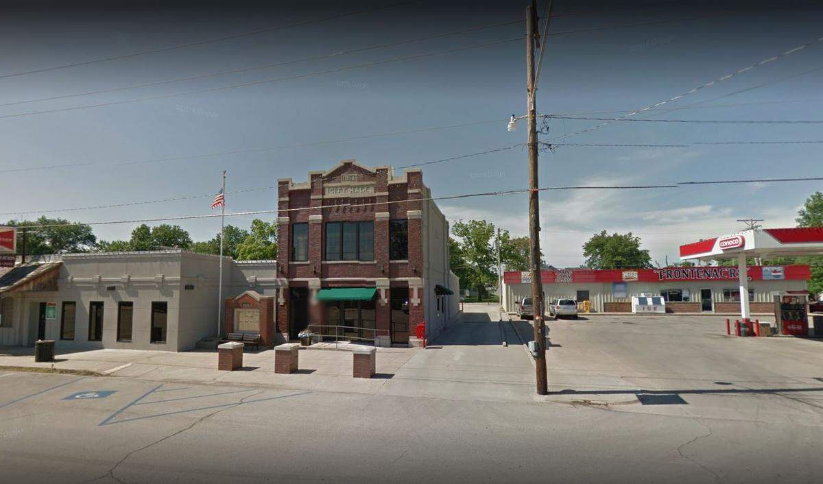 Frontenac City Hall, 313 E. McKay Street, Frontenac, Kansas, is pictured in a Google Maps Street View image.