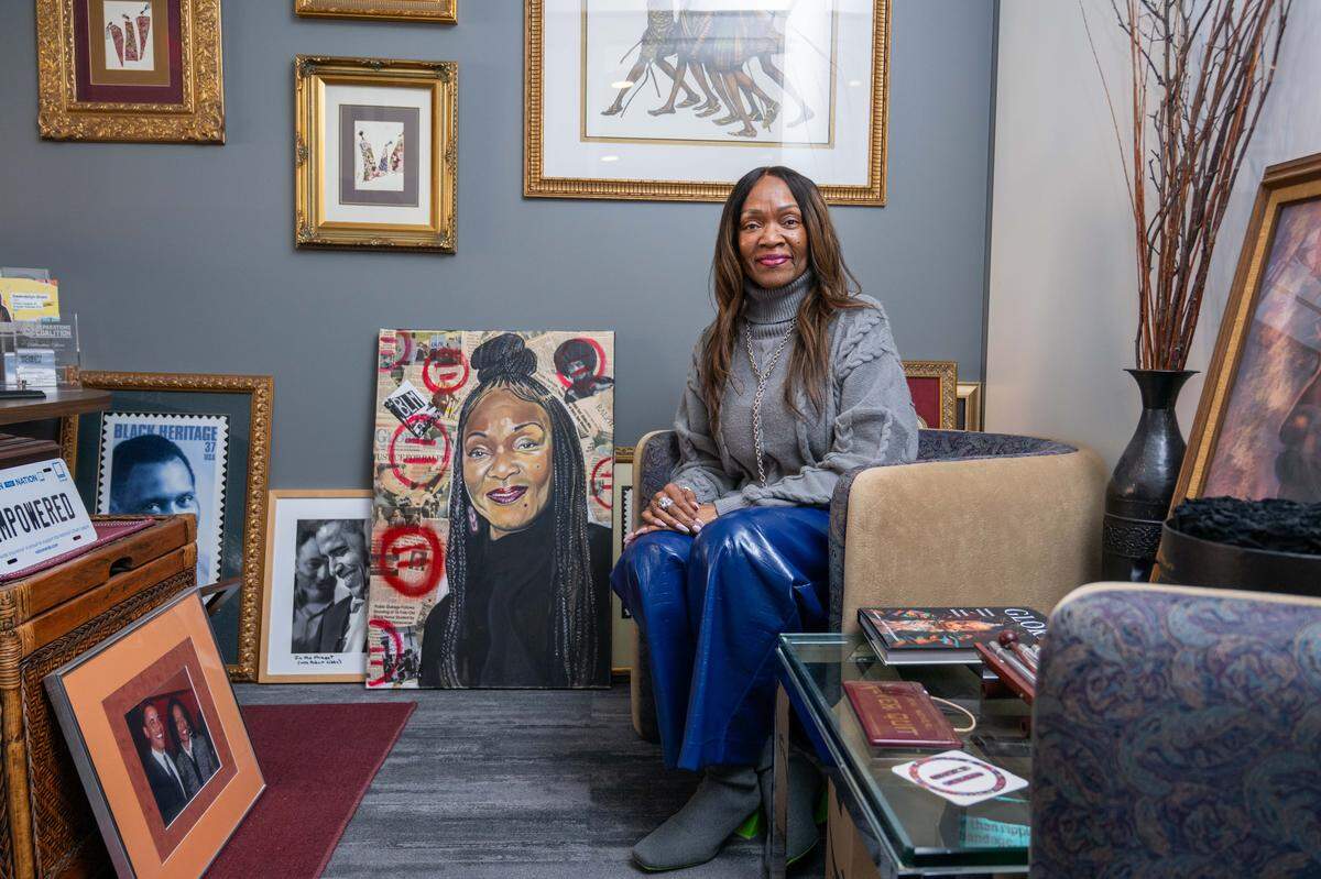 President and CEO of Urban League of Greater Kansas City Gwendolyn Grant in her office on Wednesday, March 11, 2026, in Kansas City. Grant, who is the first female CEO in the history of the organization, has won numerous awards for her service in Kansas City.