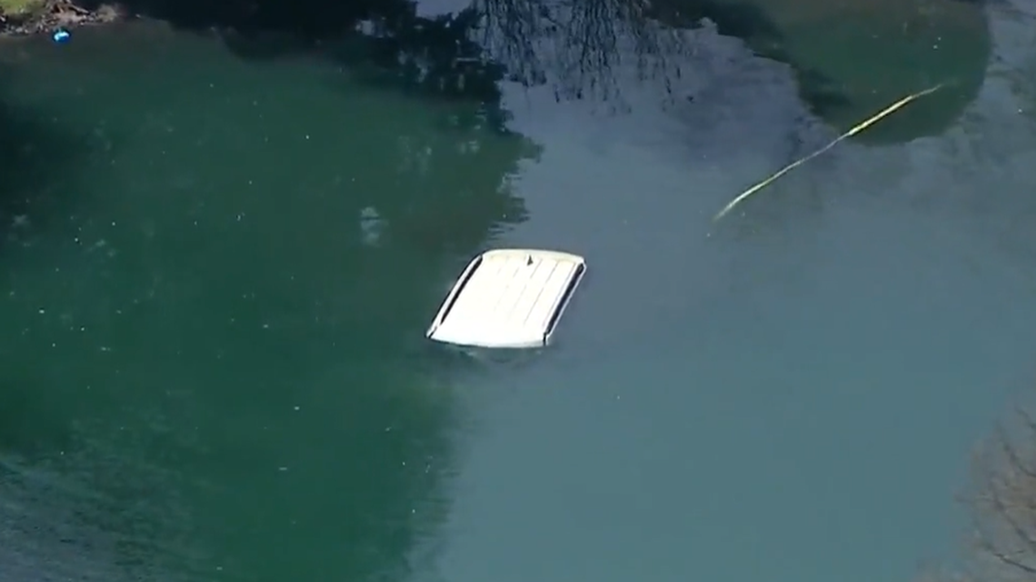 A landscaper jumped in an Illinois pond to help rescue a person who crashed, fire officials said.