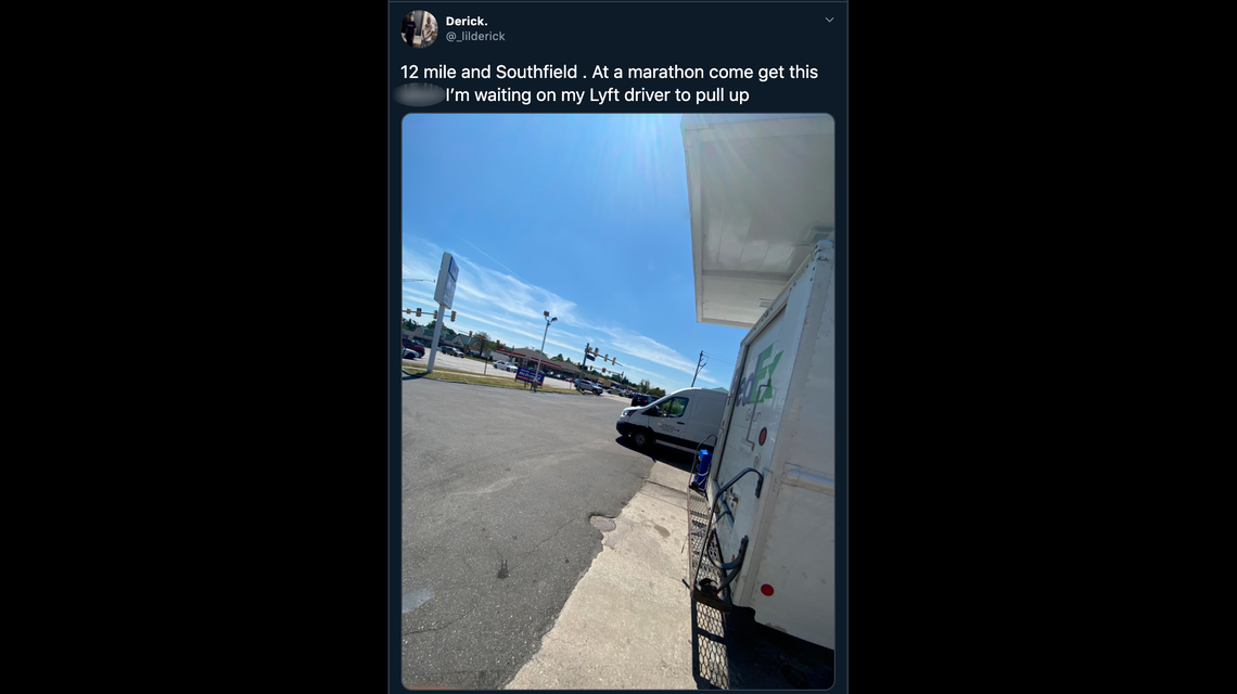 Derick Lancaster posted to Twitter that he’d abandoned his Amazon delivery van at a gas station in Michigan.