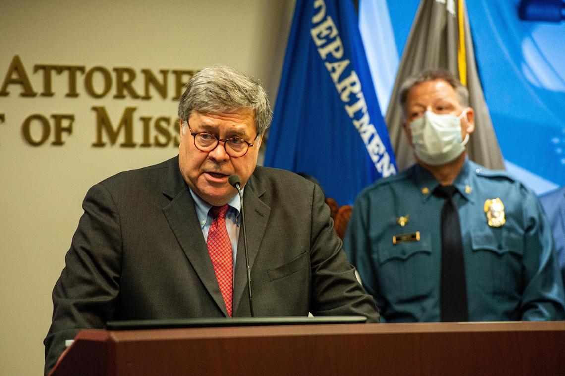 United States Attorney General William Barr holds a press conference Wednesday morning, Aug.19, 2020, at US District Court, providing updates about Operation LeGend.