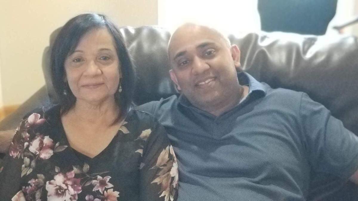 Amber Patel is pictured with her son, Jason Madhu, of Wichita. Patel died in January 2022. Madhu is sending a single mother and her son to Sunday’s Chiefs game in his own mother’s memory.