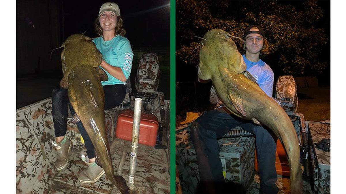 Haylee and Logan Applegate caught 50-pound catfishes on Lake Conway in Arkansas within days of one another.