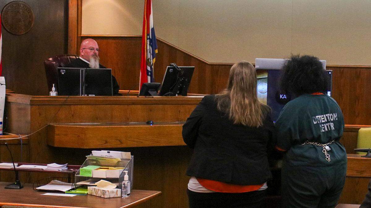 Mariah Thomas appears in court Feb. 10, 2024 for a bond review hearing.