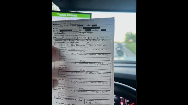 Radar clocked motorcyclist at 168 mph in Kansas; Facebook post shows the cost