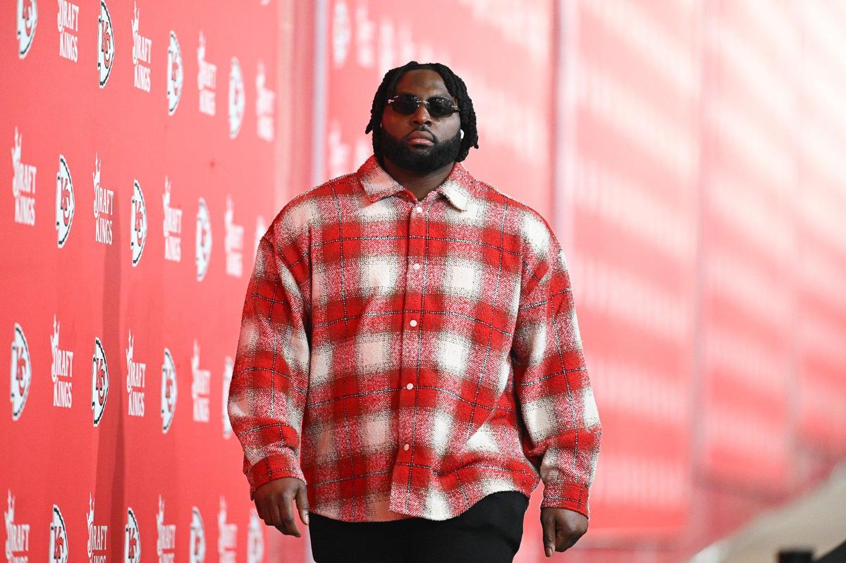 Kansas City Chiefs defensive tackle Derrick Nnadi arrives before the AFC Divisional Round playoff game on Saturday, Jan. 18, 2025, at GEHA Field at Arrowhead Stadium.