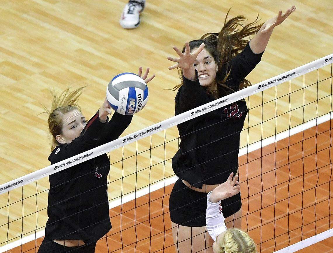 Former KC-area high school teammates Jenna Gray, left, and Audriana Fitzmorris made an impact during their four years at repeat national champion Stanford.