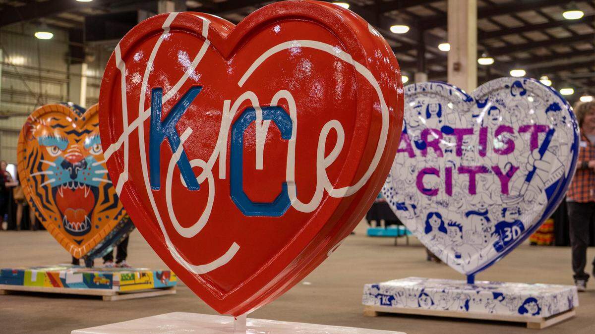 Hearts made by 123 local artists were on display at the Parade of Hearts debut party in March.