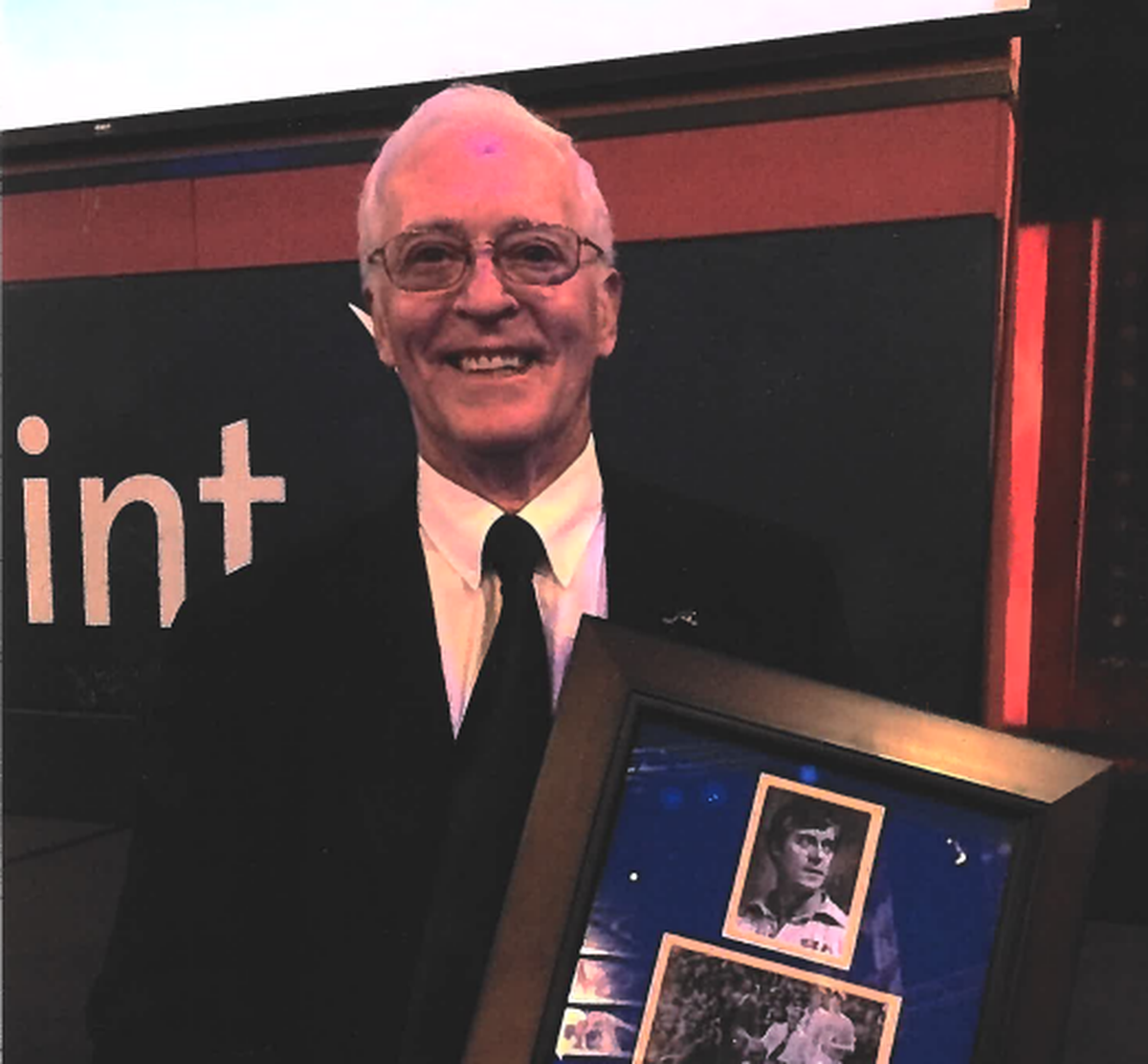 UMKC coach Darrell Corwin poses at his Hall of Fame induction ceremony in 2015.