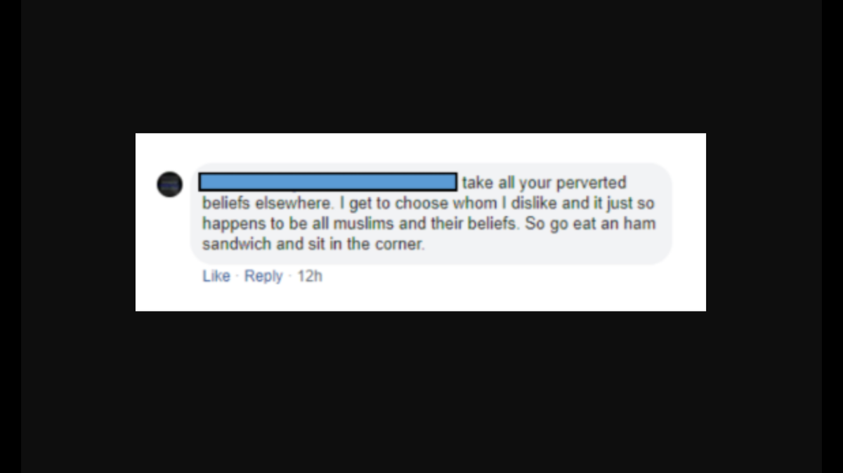 A Sikeston, Missouri police officer resigned Friday while under investigation for anti-Islamic comments on social media, the police chief says. Screenshot provided by the Council on American-Islamic Relations-Missouri.