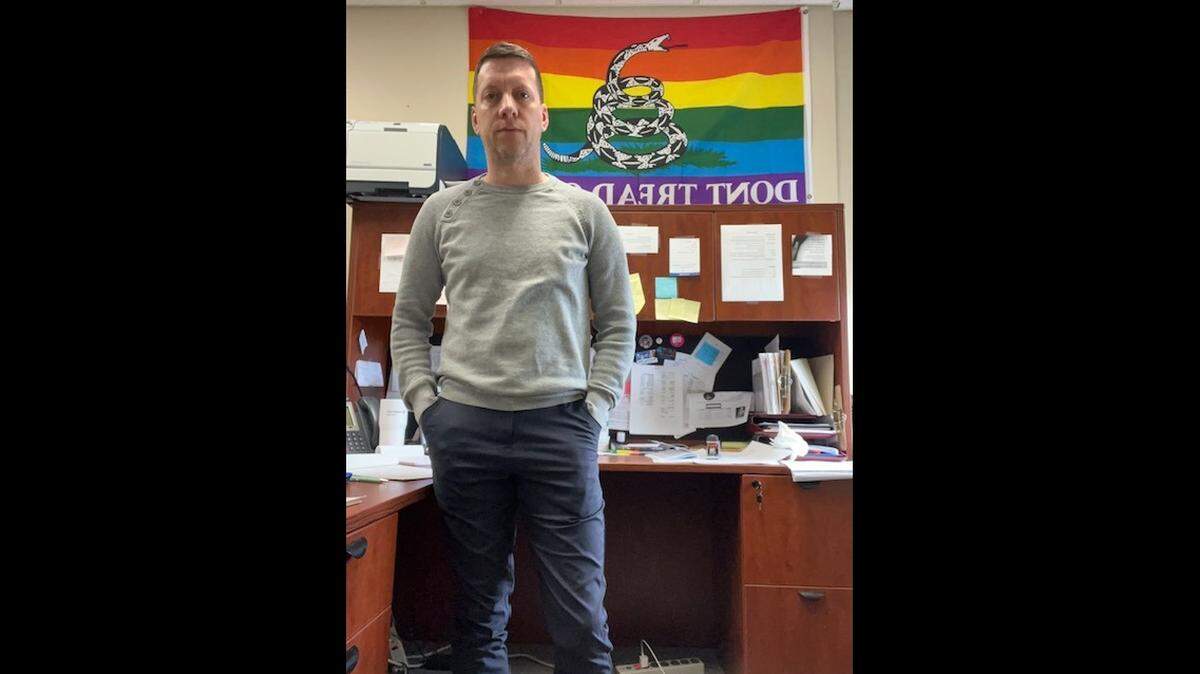Ryan Cox works as a therapist for transgender adults in Kansas City. Cox, who is gay, pushed back on arguments that transgender patients are rushed into treatment.
