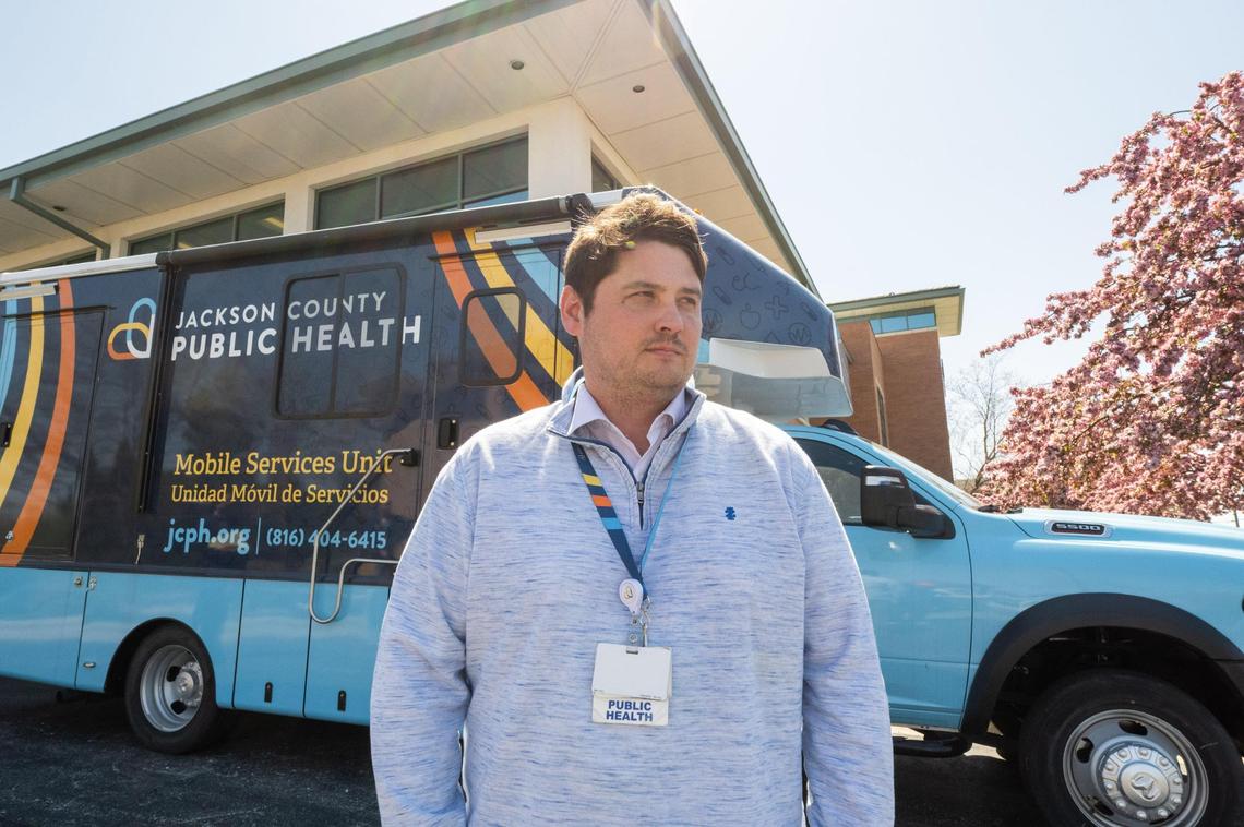 Ray Dlugolecki, assistant director of Jackson County Public Health, outside the agency’s clinic in Lee’s Summit on Tuesday, April 8, 2025. Several Kansas City-area health agencies lost grant funding in March due to cuts by the Trump administration.