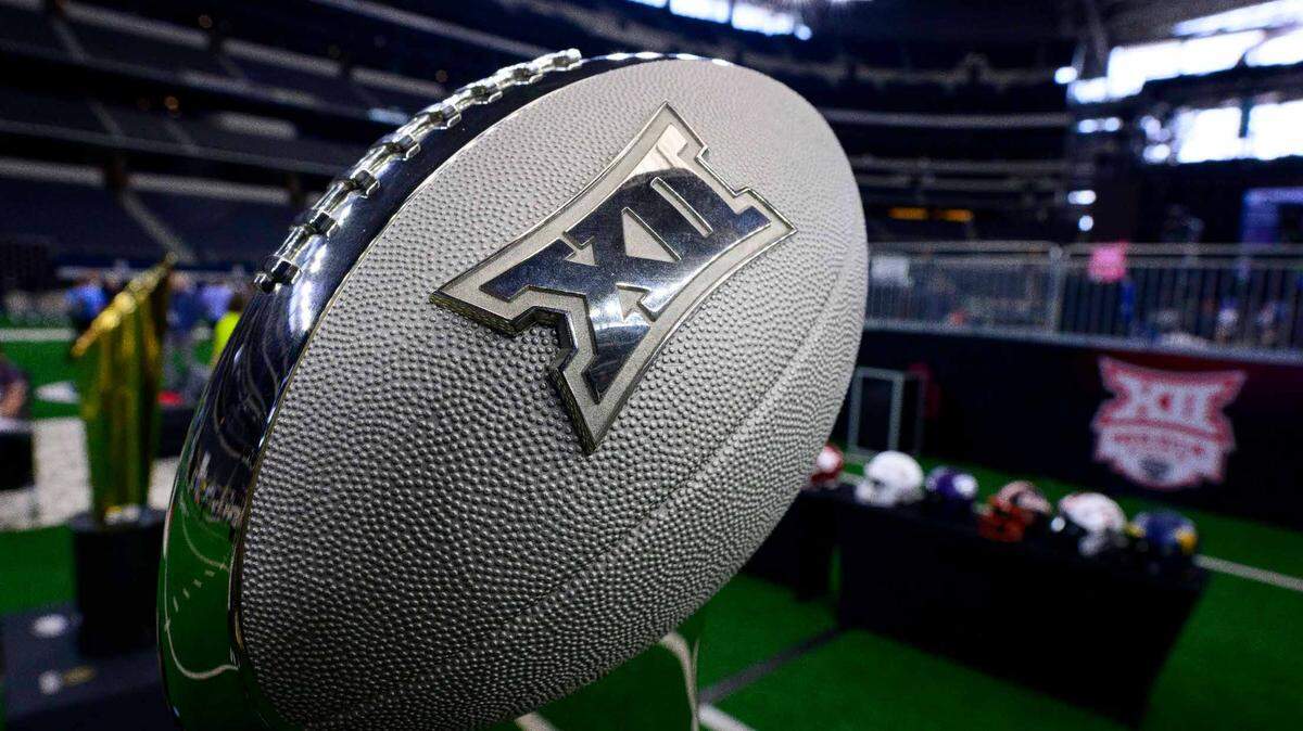 A view of the Big 12 conference championship trophy during Big 12 Media Days at AT&T Stadium in Arlington, Texas, on July 14, 2022.