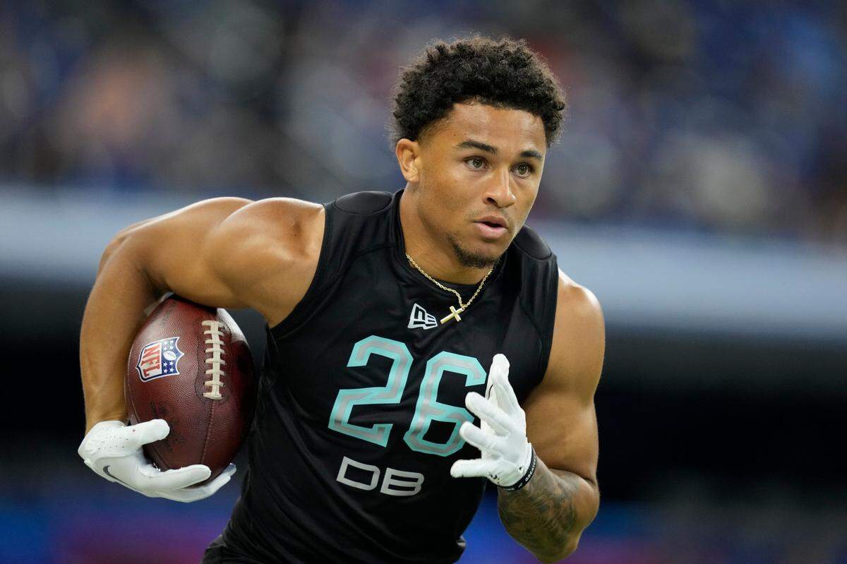 Former University of Washington cornerback Trent McDuffie, participating in a drill at the NFL Scouting Combine earlier this year in Indianapolis, is the newest member of the Kansas City Chiefs.