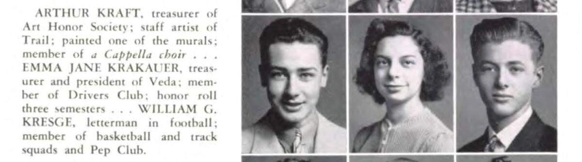 Arthur Kraft was pictured (first on left) in the 1939 Southwest High School yearbook.