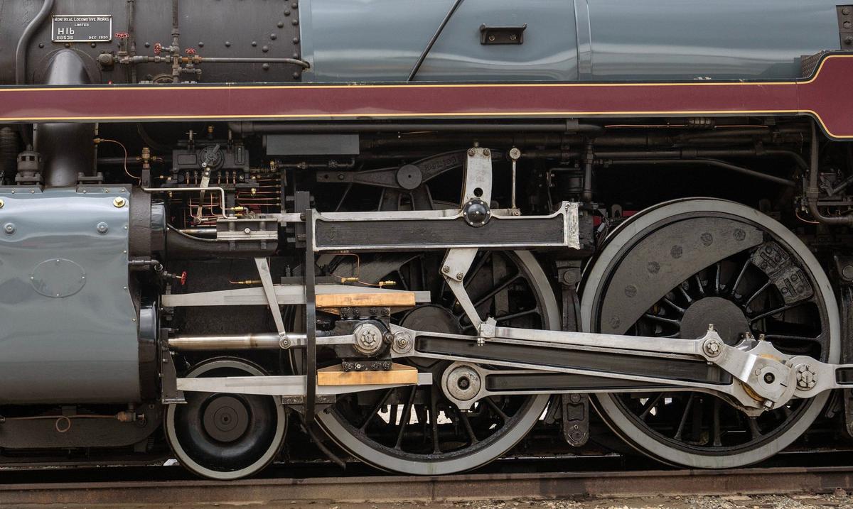 A wheelset on the Empress 2816, a 1930 steam locomotive on Thursday, May 16, 2024, at the CPKC rail yard in Kansas City. Canadian Pacific Kansas City (CPKC) is celebrating its’ anniversary, the merger with KC Southern, with the Final Spike Anniversary Steam Tour, which makes a stop at Union Station on Saturday, May 18, 2024.