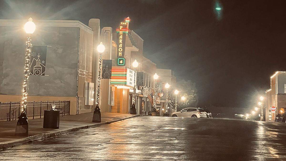 The set of “Holiday Touchdown: A Chiefs Love Story” on the Independence Square