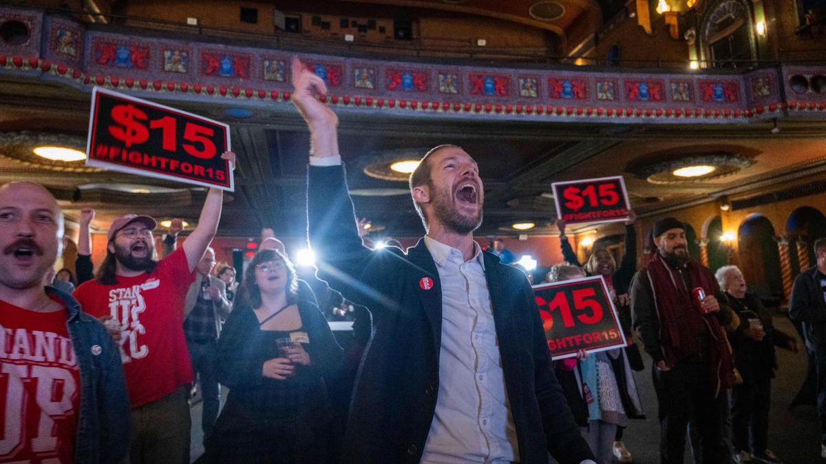 Supporters and organizers of Proposition A celebrate the results of the election at a watch party at Uptown Theater in Kansas City on Election Day, Tuesday, Nov. 5, 2024.