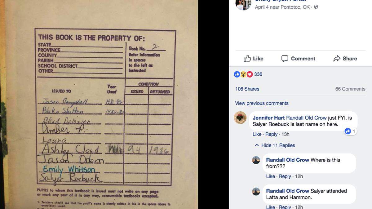 An Oklahoma mother says she is "embarrassed" that one of her daughter's school books is so old that country star Blake Shelton used it back in the 1980s.