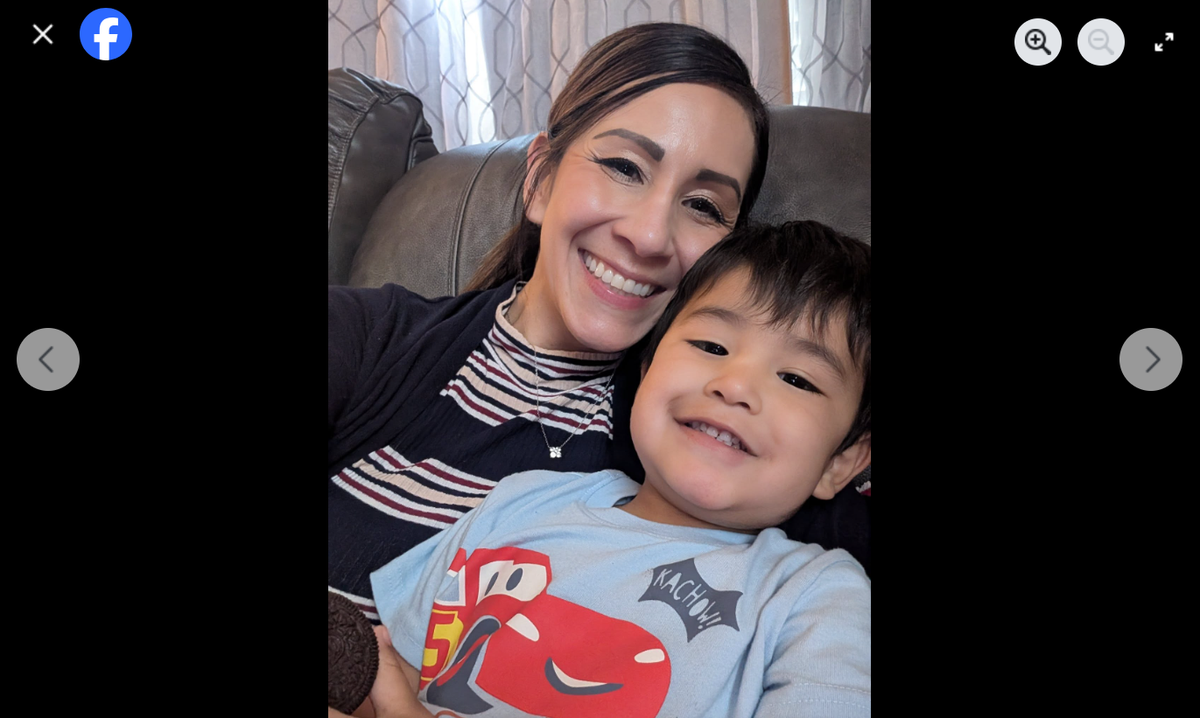 Screenshot of photo Alexis Garcia posted on Facebook on Sunday, June 1, of herself and her son Luca in an effort to try to find him.