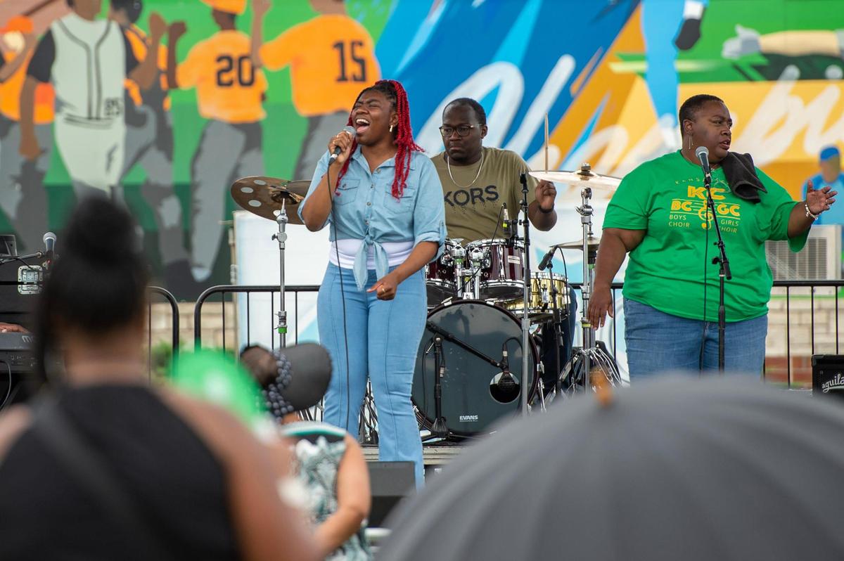 Angel Collings performs on stage during the Juneteenth KC 12th annual Heritage Festival at the18th and Vine district on Saturday, June 17, 2023, in Kansas City.