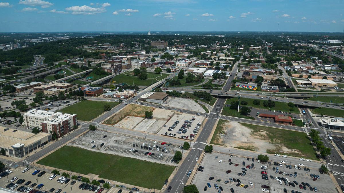 This is the view of a proposed East Village site for a new Royals baseball stadium from the window of Kansas City Mayor Quinton Lucas’ office at City Hall. The site consists mostly of empty lots and ground-level parking.