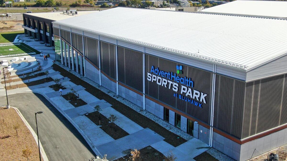 The first phase of the AdventHealth Sports Park at Bluhawk is nearing completion and is scheduled for a grand opening on Saturday, Oct. 26, 2024, in Overland Park. The 260,000-square-foot facility, part of the $125 million project, is getting ready to open with the hockey arena being a major highlight.