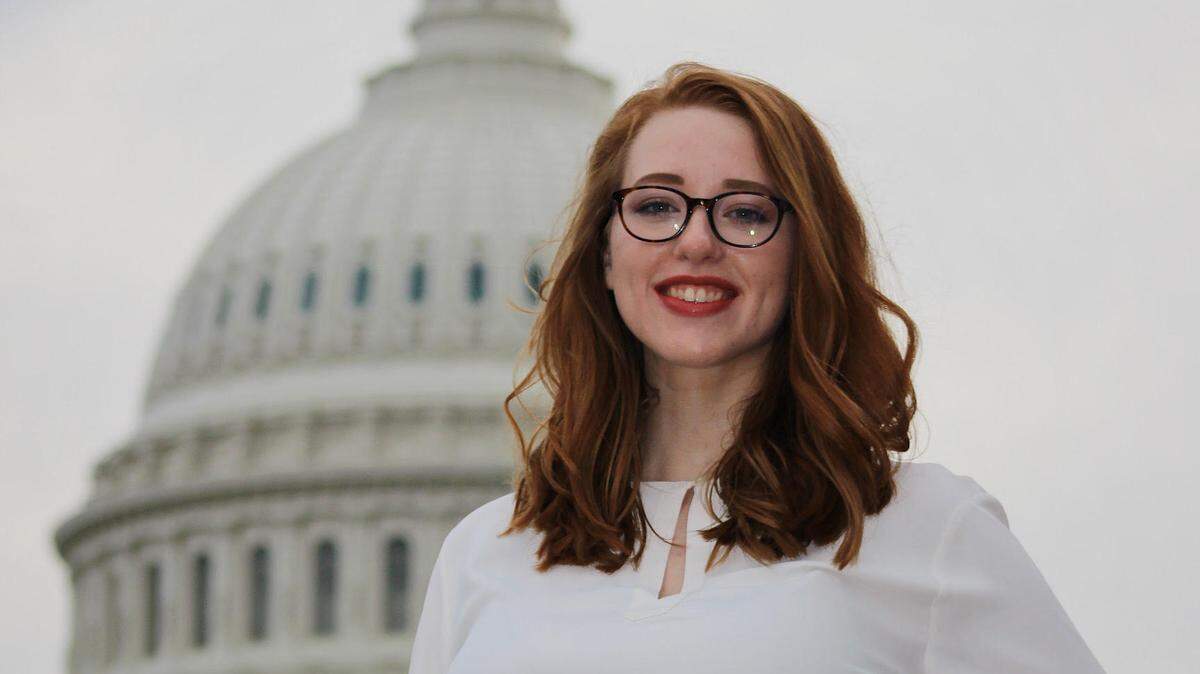 Bailey Hughes, 22, from Cass County, is working to get out the vote for congressional candidate Renee Hoagenson, running against Rep. Vicky Hartzler in Missouri’s 4th Congressional District.