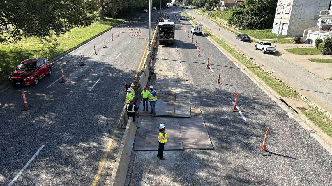 Cave-in on SW Trafficway in KC remains unexplained, city says. Traffic delays expected