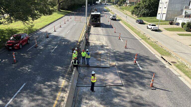 Cave-in on SW Trafficway in KC remains unexplained, city says. Traffic delays expected