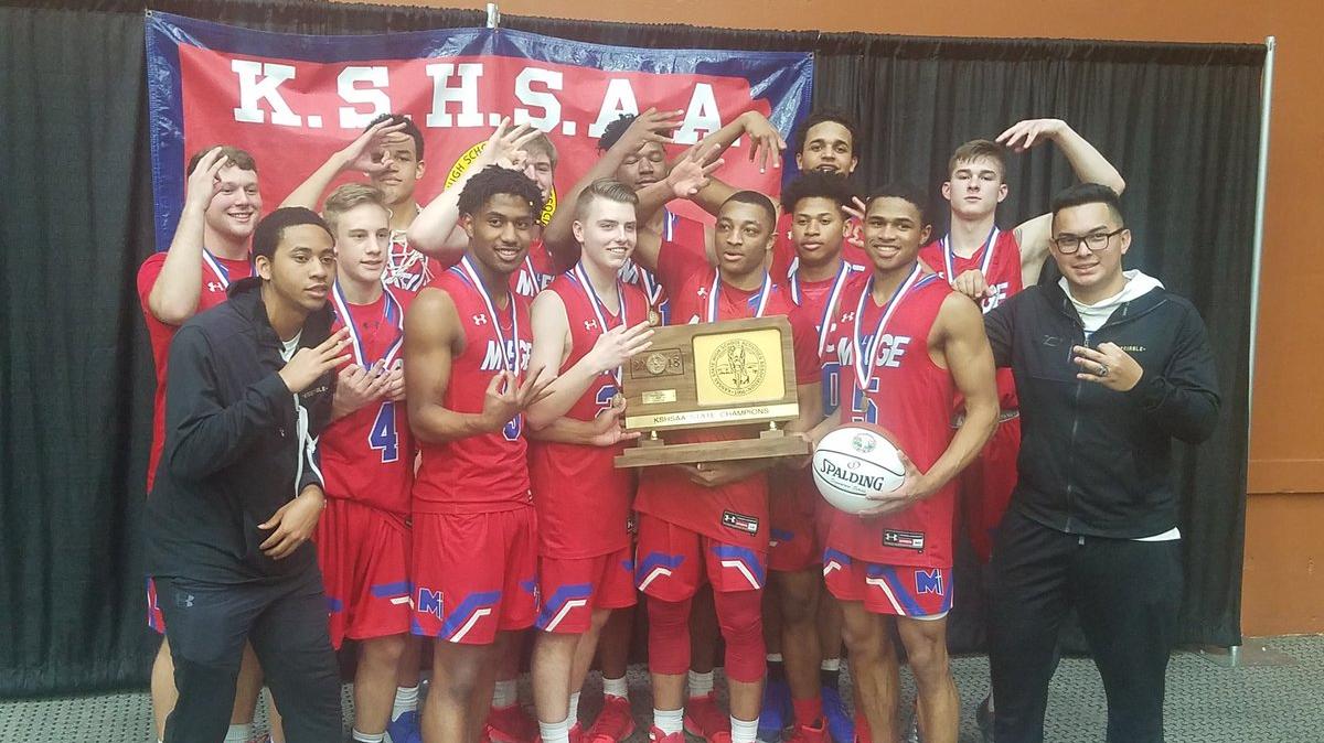 
The Bishop Miege boys basketball team secured a three-peat in Salina, beating McPherson 57-54 for the Kansas Class 4A-DI title.
