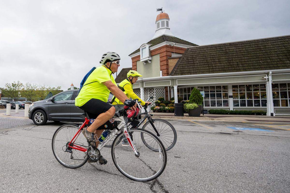 A group of bike riders known as Rif Raf, ride through Prairie Village on Wednesday, Sep. 24, 2025.