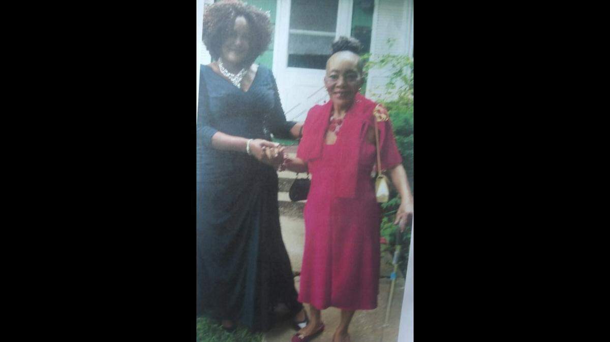 Kevin Strickland’s mother, Rosetta Savanah Thorton, right, poses for a picture with her daughter-in-law.